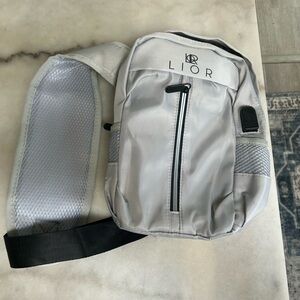 Gray and Black Crossbody Bag with Modern Design